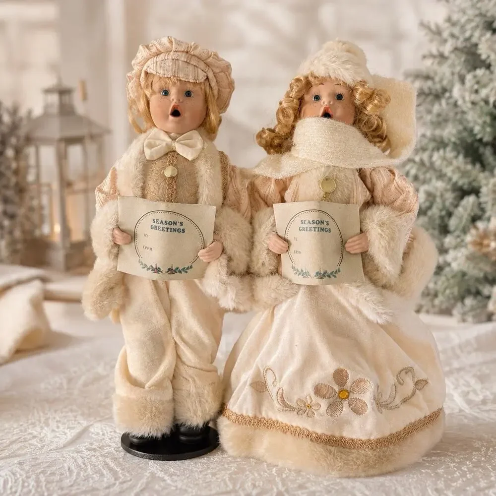 Vintage Christmas Carolers Boy Girl Figurines 15